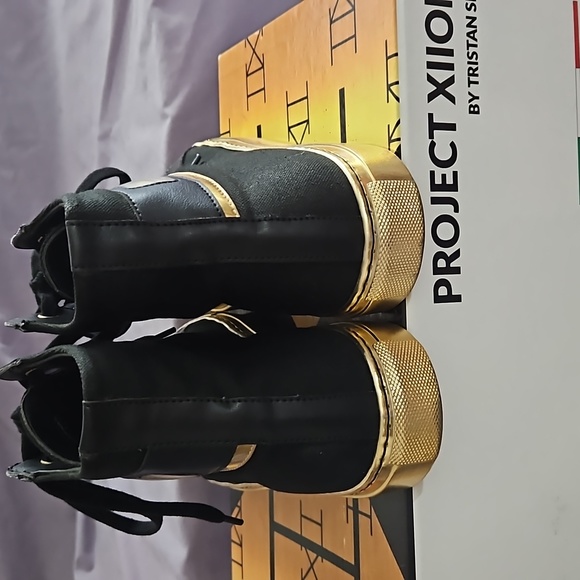 PROJECT XIION RARE Black/Gold Classic Hi-Top Womens Sneaker/Tristan Guthrie-Sz 9 - Picture 8 of 13